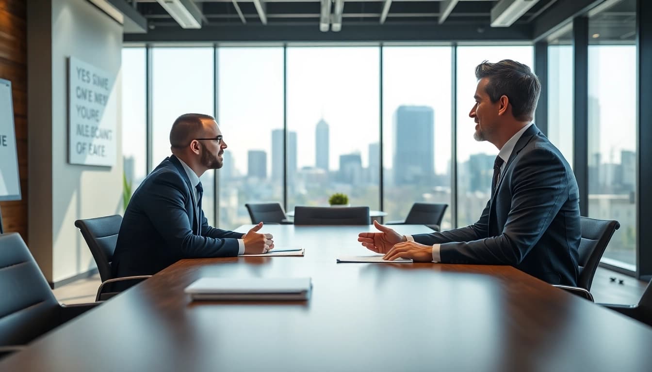 Headhunter Schweiz im Gespräch mit Klienten in einem modernen Büro