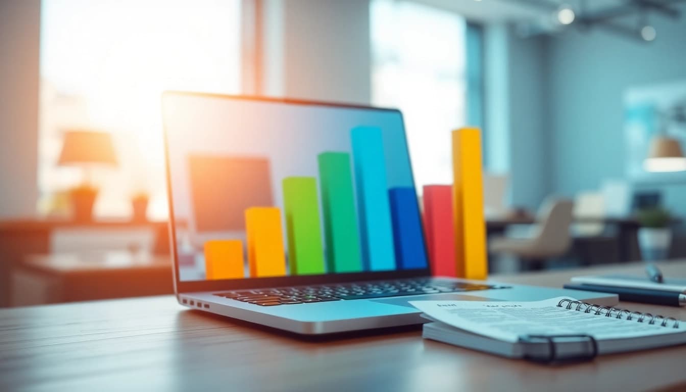 Visualize SEO-Ranking progress with a colorful bar graph, depicting website performance in search results.