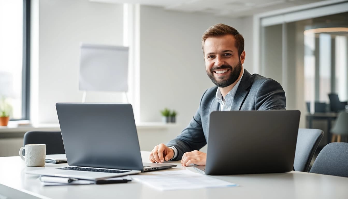 Headhunter Rostock bei der Arbeit in einem modernen Büro mit Bewerbungsunterlagen.