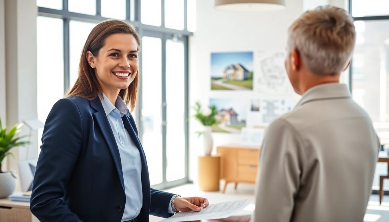 Immobilienmakler Frankfurt Riedberg berät einen Kunden in einem modernen Büro mit professioneller Ausstrahlung.