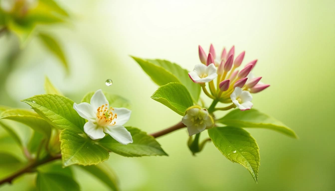 THCA-reiche Hanfpflanze mit üppigen Blüten und leuchtenden Blättern, die in sanfter Beleuchtung erstrahlen.