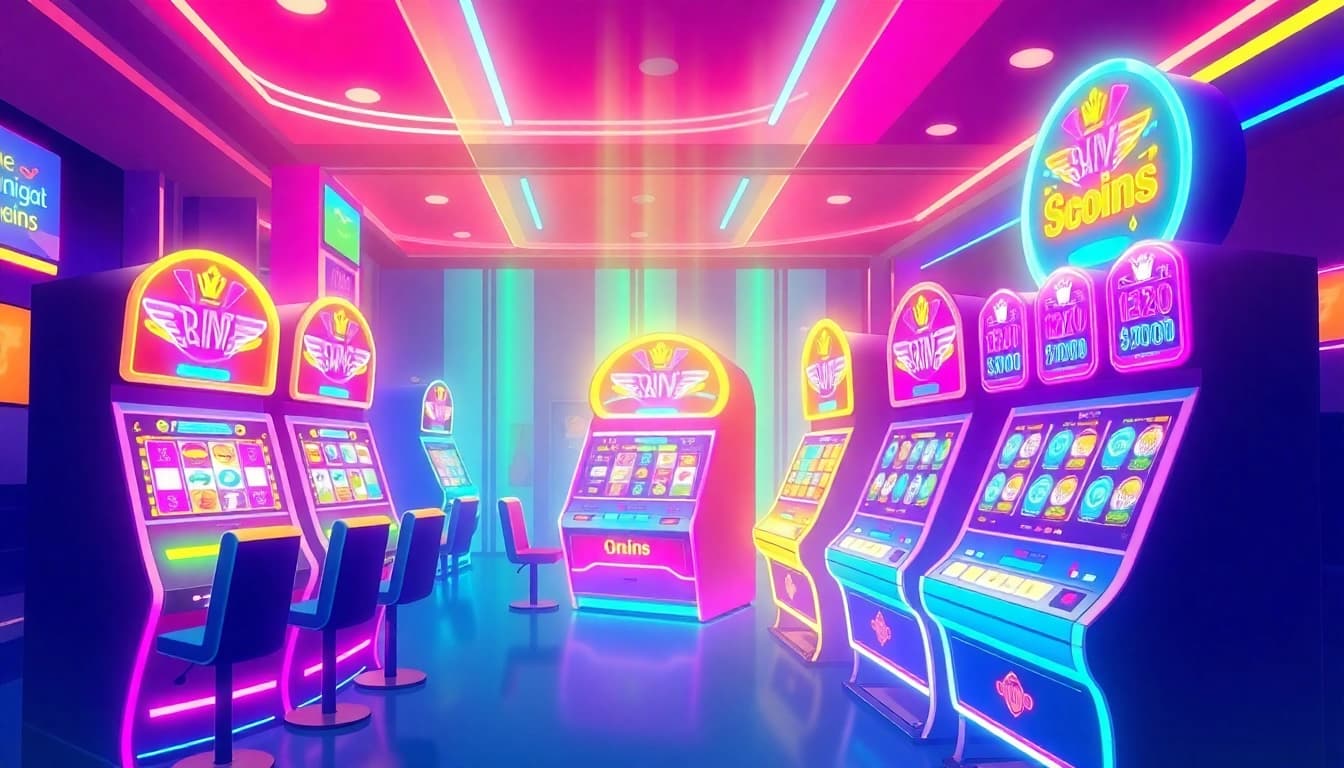Experience thrilling gaming at this online casino ohne lizenz featuring diverse slot machines and vibrant lights.