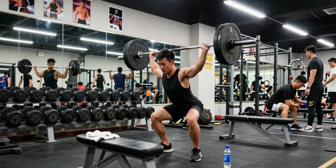 Kraftsportler hebt Gewichte im Steroidshop Fitnessstudio und zeigt fokussiertes Krafttraining.