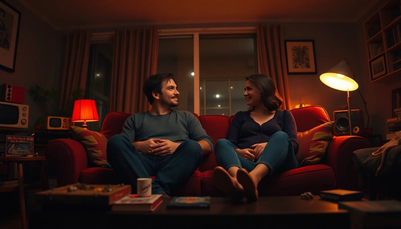 Engaging Stranger Things Review discussion in a cozy, nostalgic living room setting.