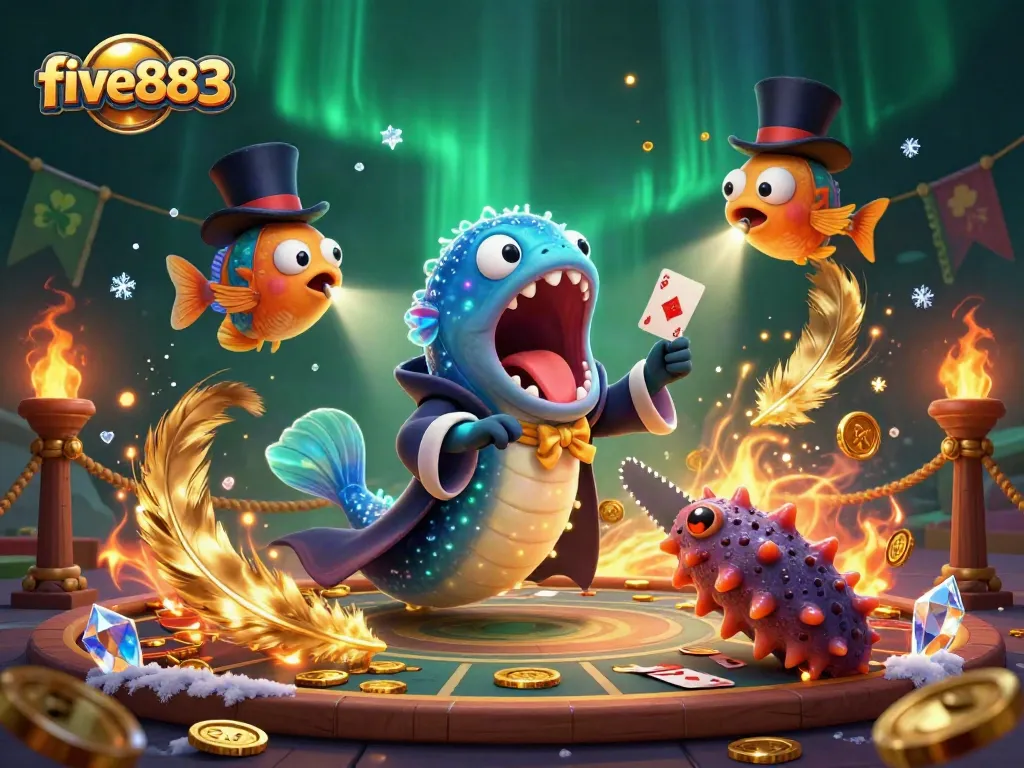 Experience the thrilling magic of five883 with a vibrant scene of underwater casino fun.