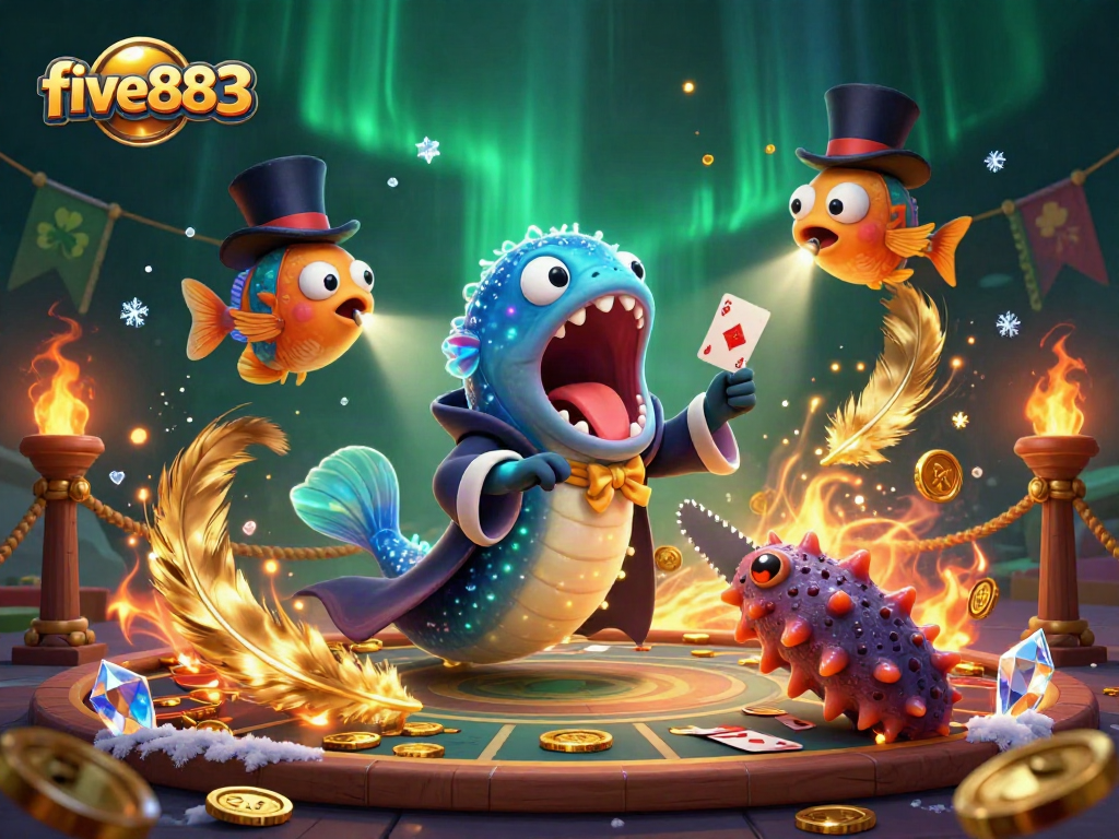 Experience the thrilling magic of five883 with a vibrant scene of underwater casino fun.