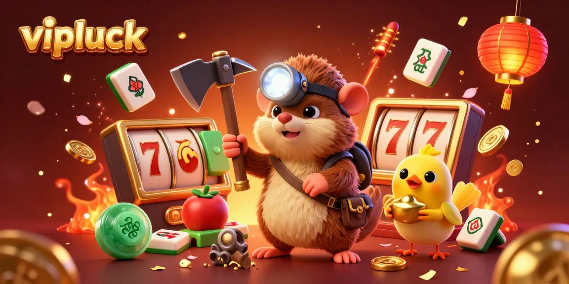 Experience big wins at vipluck casino with a vibrant treasure hunt theme featuring games and lucky symbols.