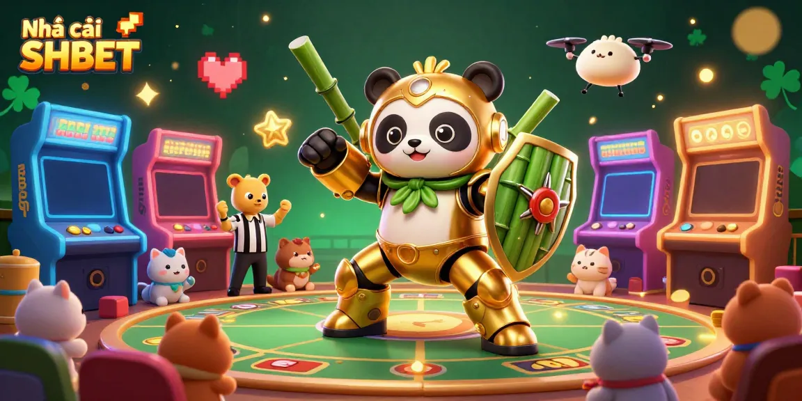Experience thrilling action at Nhà cái SHBET with a golden panda pilot in a vibrant casino battle.