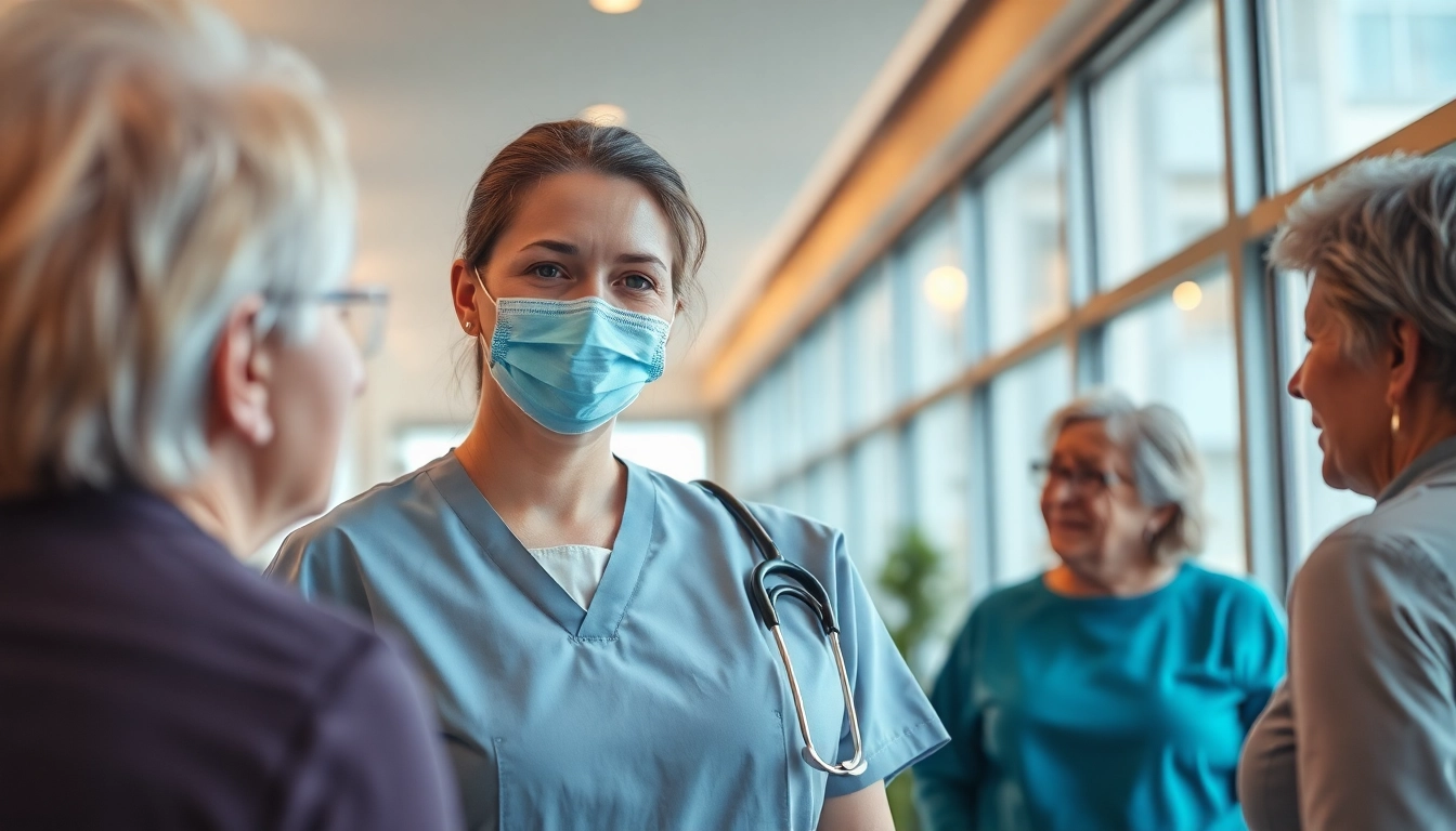 Pflegekraft engagiert sich in der personalgewinnung in der pflege mit einem Patient, in einer einladenden Umgebung.