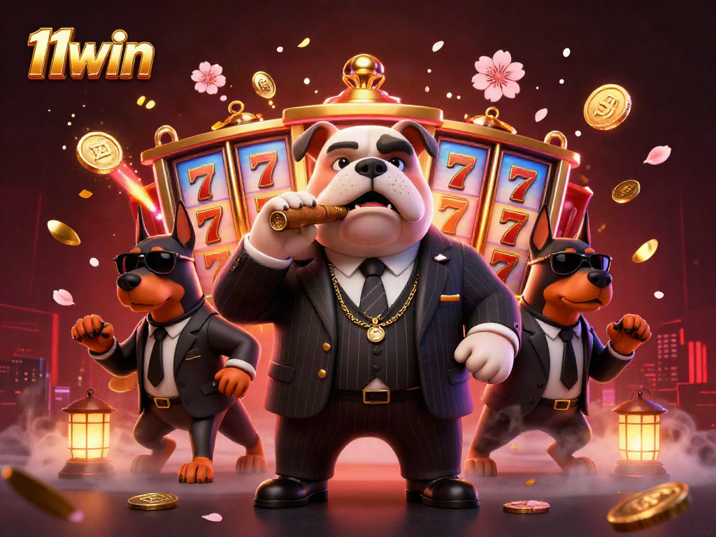 Experience thrilling moments at 11win with vibrant slot games and engaging designs in a lively casino illustration.