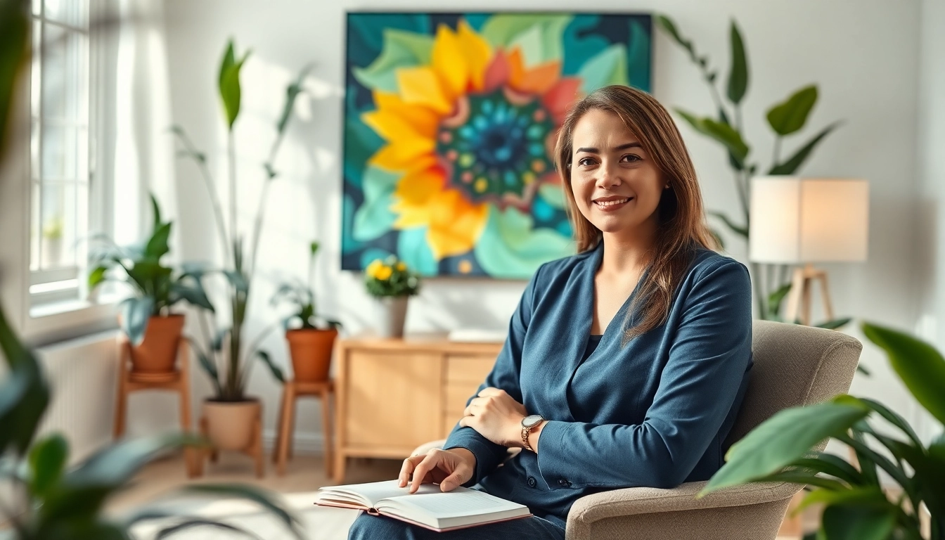 Enhancing emotional wellbeing through a calming therapy setting with plush seating and soothing decor.