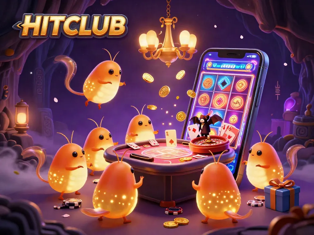 Experience dynamic gameplay at HITCLUB with dazzling glowworms lighting the casino atmosphere, enhancing your gaming adventure.