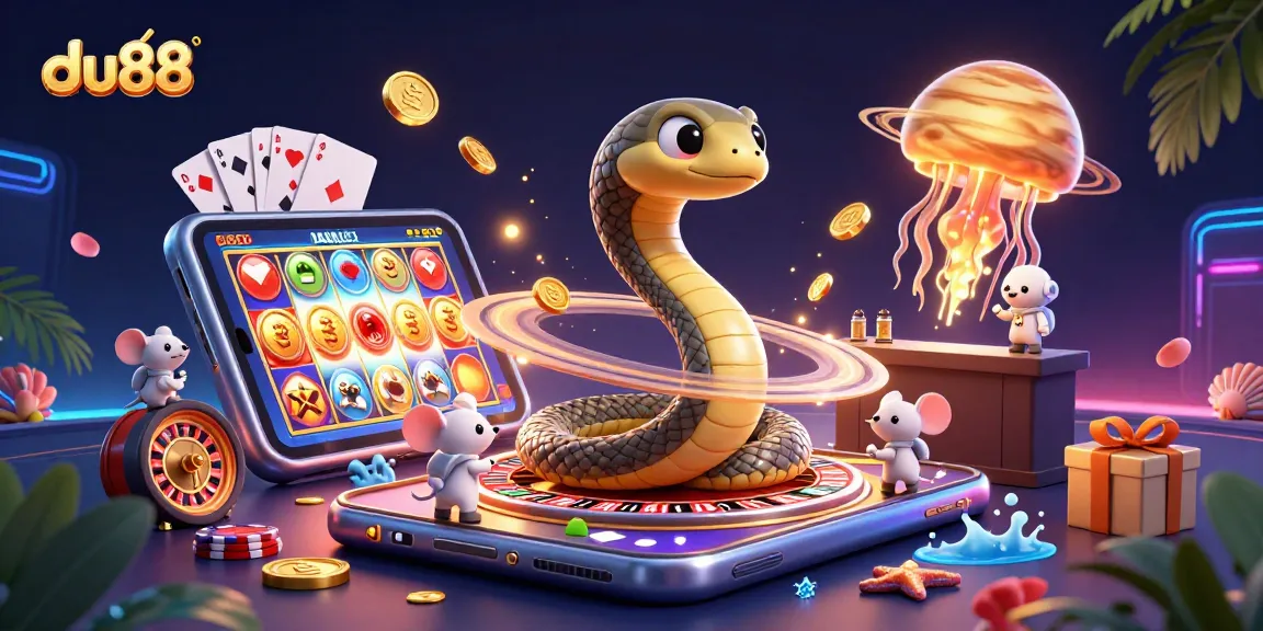Experience thrilling bets at du88 with cosmic casino characters in this vibrant illustration.