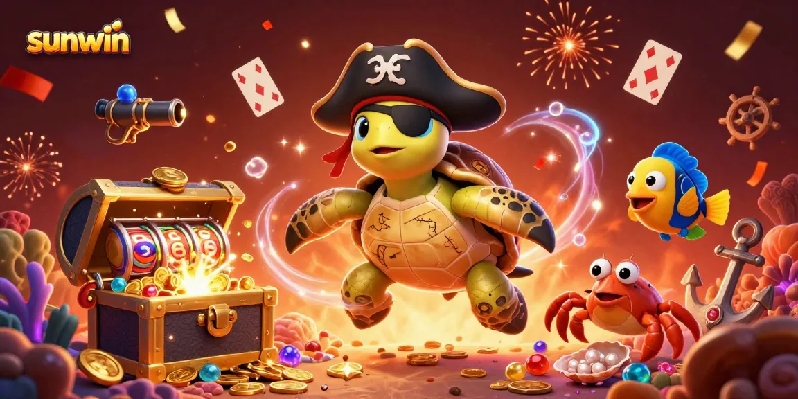 Experience sunwin's thrilling slots with lively pirate characters amidst vibrant underwater riches.