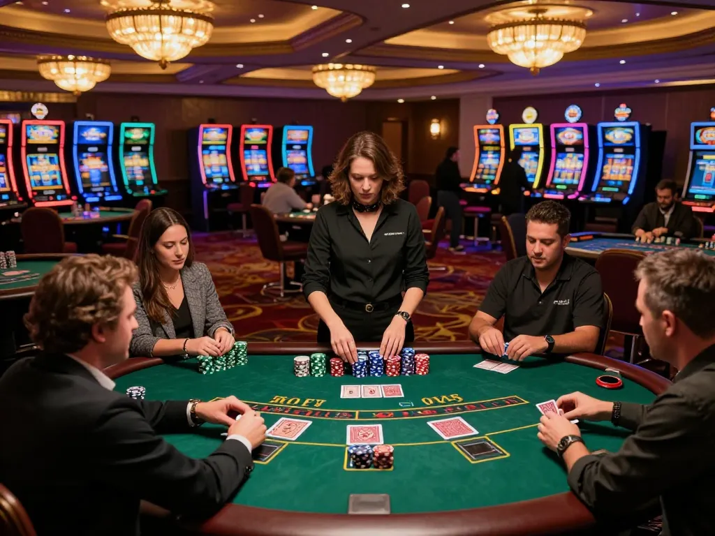 Engaged players at F168 casino's blackjack table, showcasing dynamic gameplay and luxury atmosphere.