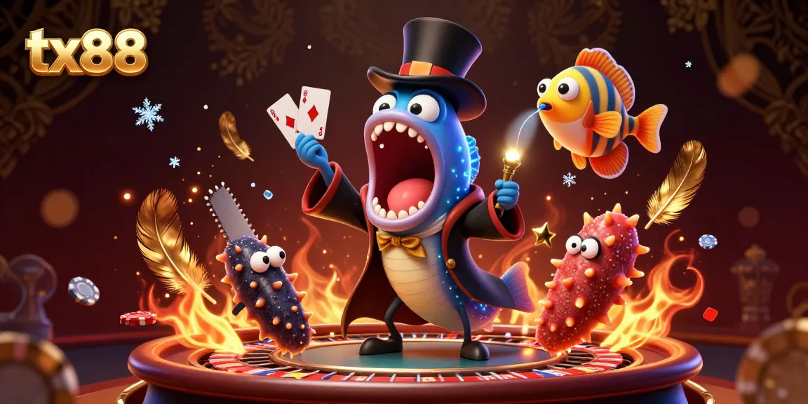 Experience the thrill of gambling at tx88 with our captivating 3D deep-sea casino scene featuring magical characters.