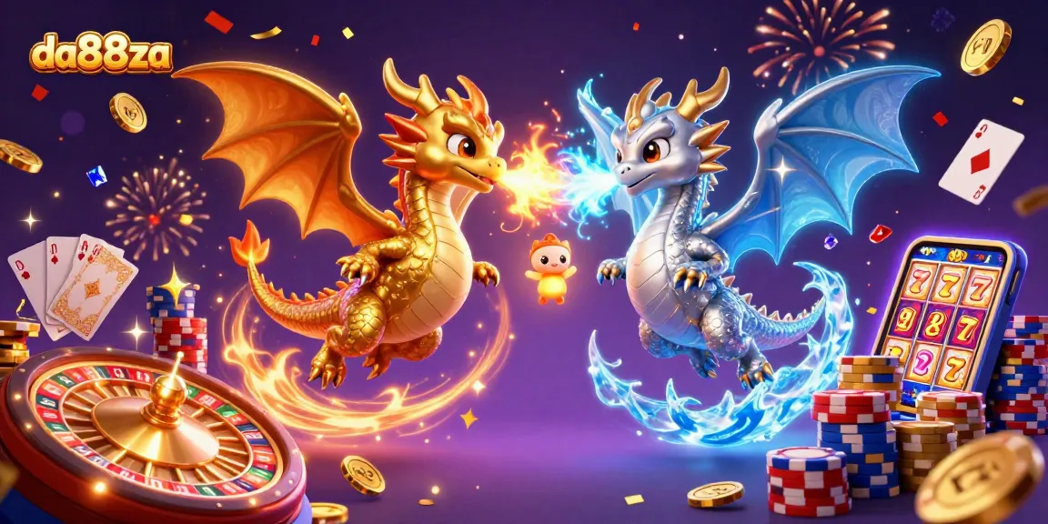 Experience thrilling wins at da88za with colorful casino elements and dynamic dragons!