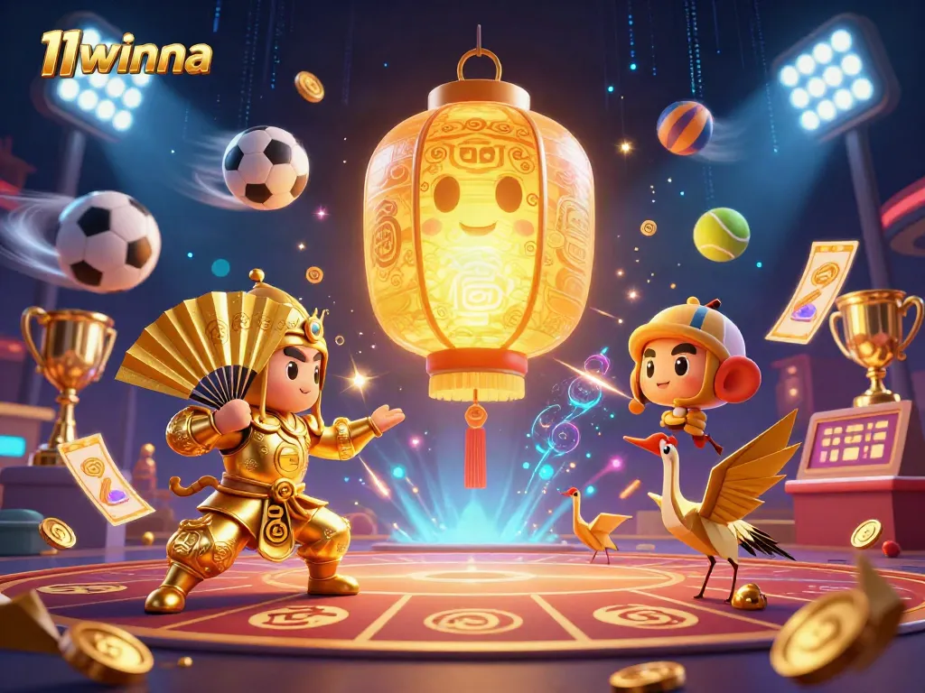 Experience the vibrant thrills of 11winna with dynamic characters and exciting casino games in this ultra-detailed digital illustration.