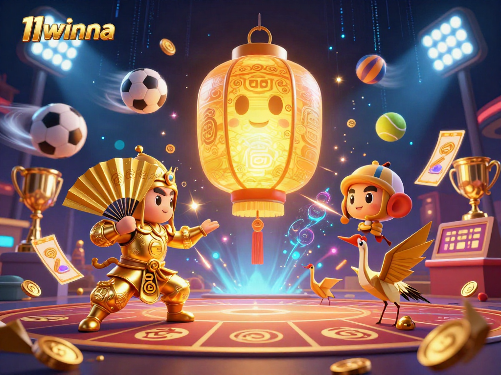 Experience the vibrant thrills of 11winna with dynamic characters and exciting casino games in this ultra-detailed digital illustration.