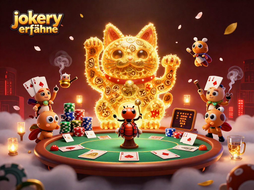 Experience the magic of jokery erfahrungen with golden fireflies and casino elements in a vibrant scene.