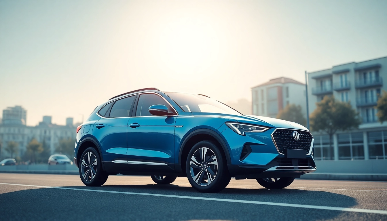 Modernes Auto Abo Fahrzeug in einer stilvollen Stadtansicht, das Flexibilität und Komfort hervorhebt.