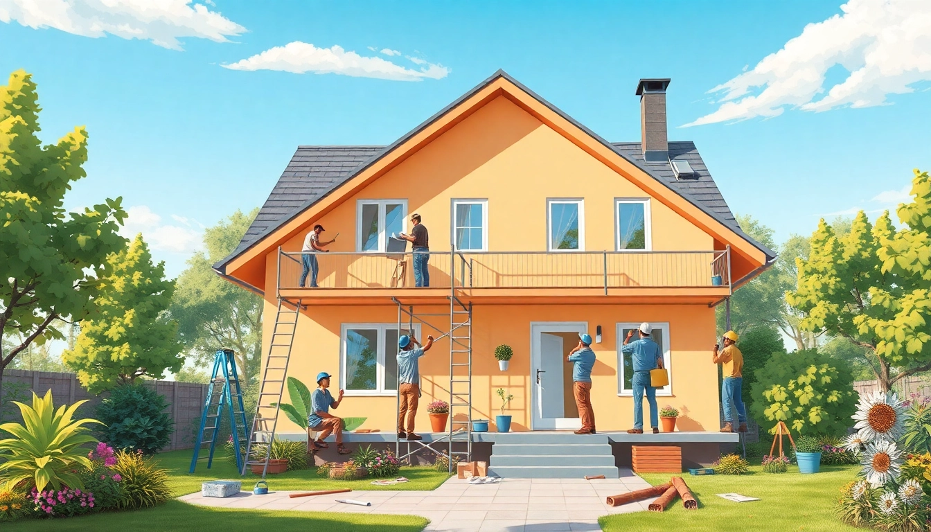 Handwerkern bei der Hausrenovierung: freundliches Team verwandelt ein Zuhause.