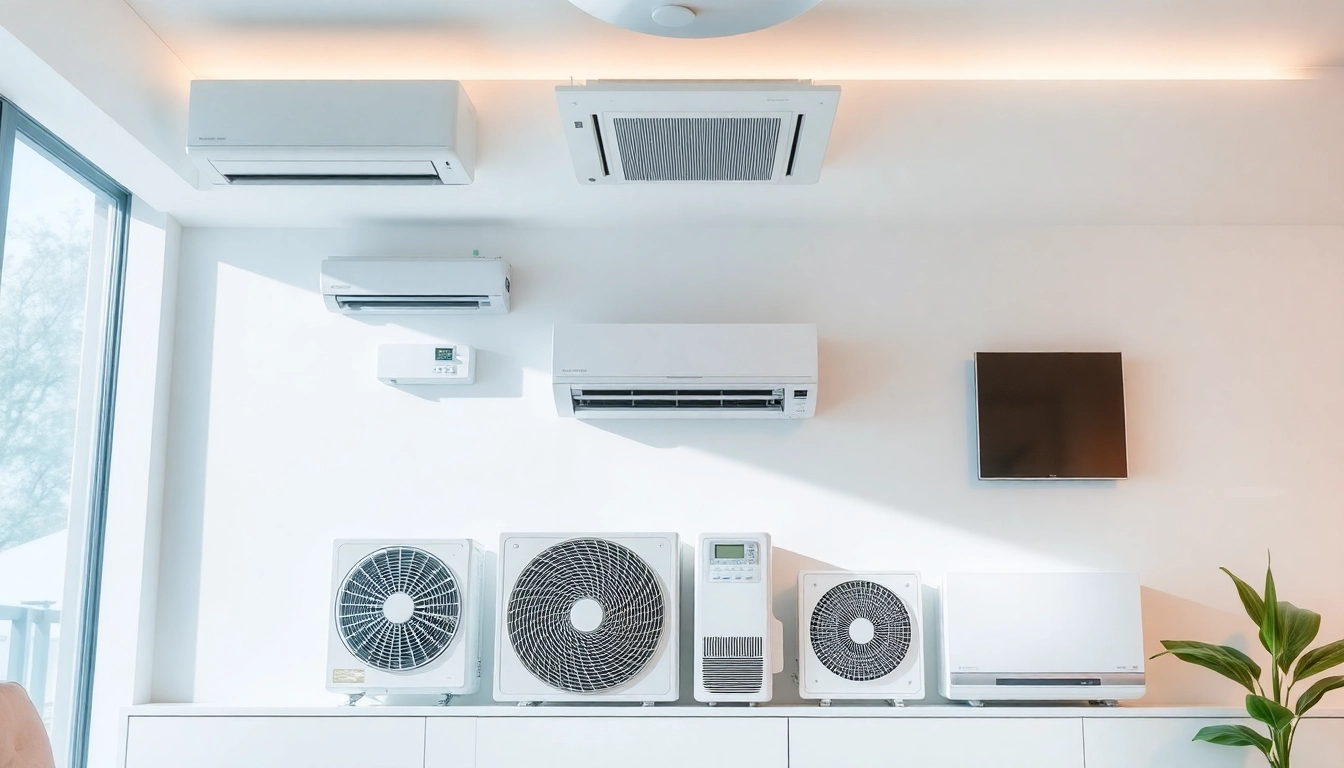 Shop for Klimaanlagen kaufen featuring modern air conditioning units displayed in a stylish home setup.