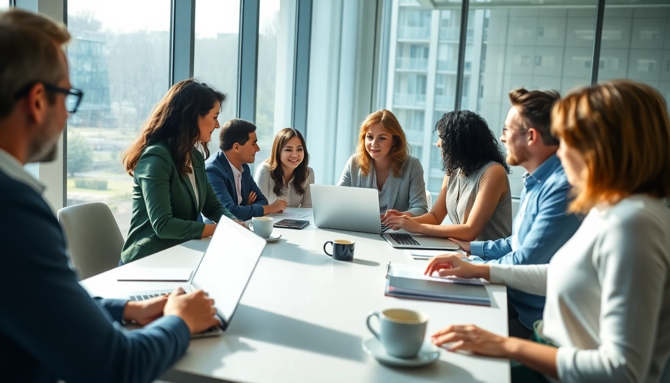 Explore the collaborative workspace reflecting on the average salary in Germany, showcasing diverse professionals engaged in dynamic discussions.