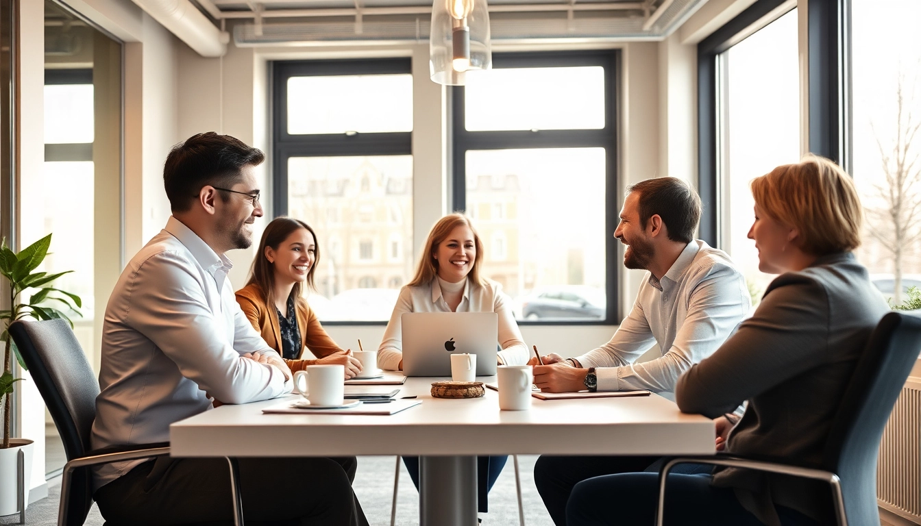 Professionelles Team der Headhunter Köln diskutiert Strategien zur Personalvermittlung.