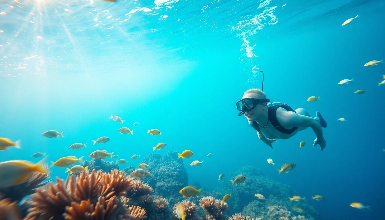 Tauchen lernen Mexiko: Taucher in klarem Wasser umgeben von buntem Unterwasserleben und Korallen.