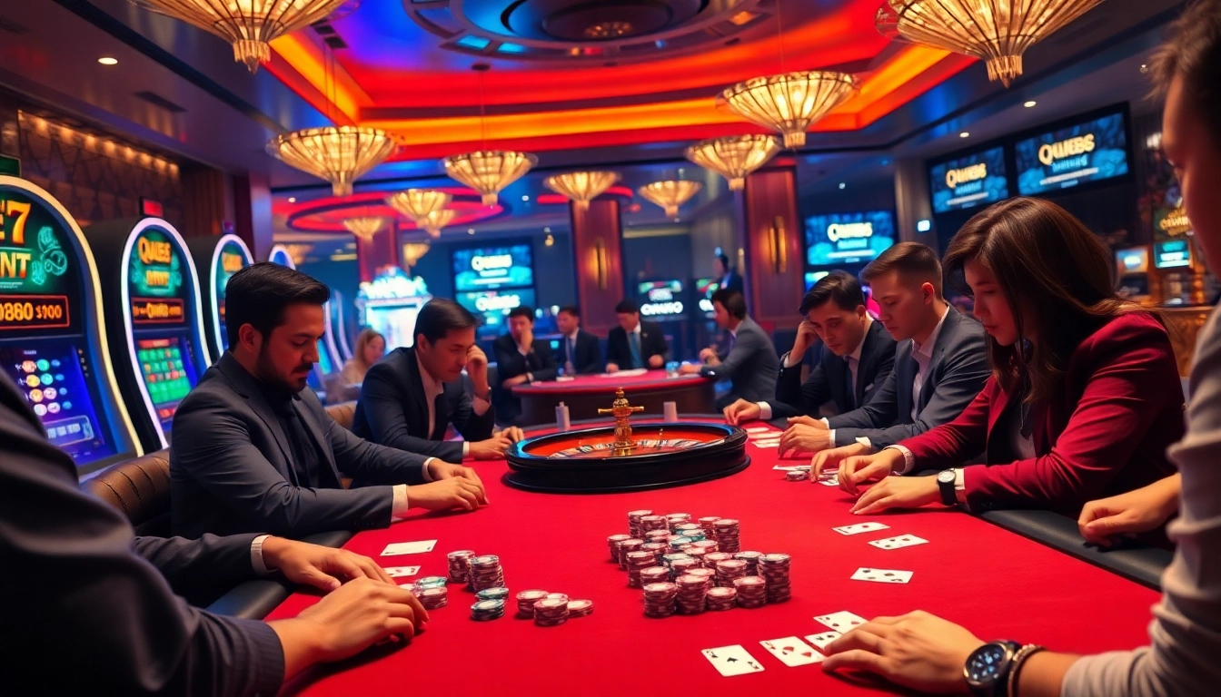 Enjoy thrilling poker action at QQ88's luxurious casino with exciting games and vibrant atmosphere.