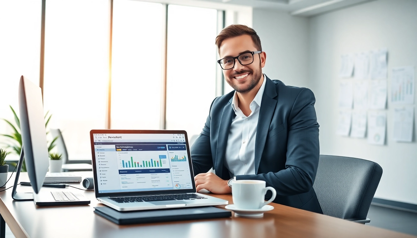 Headhunter IT berät in einem modernen Büroumfeld mit technischen Geräten und Lebensläufen.