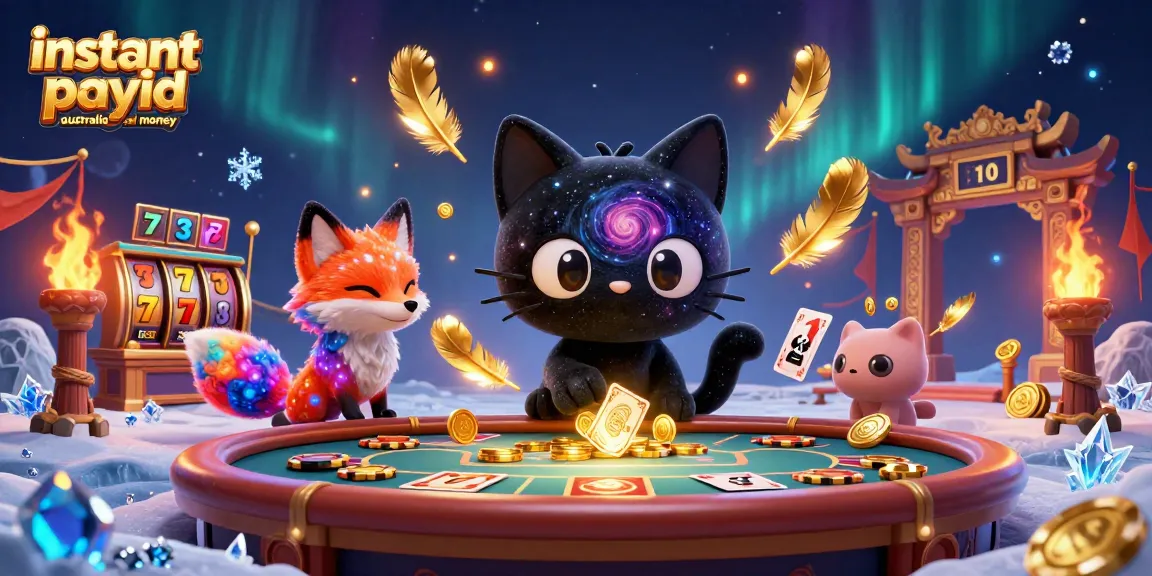 Experience instant payid pokies Australia real money at a vibrant cosmic casino, featuring charming characters and dynamic elements.