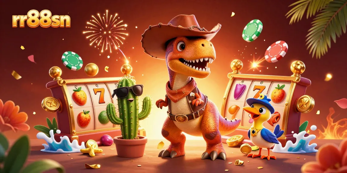Engage with rr88sn's thrilling slot games featuring cartoon characters and vibrant casino elements in dynamic action.
