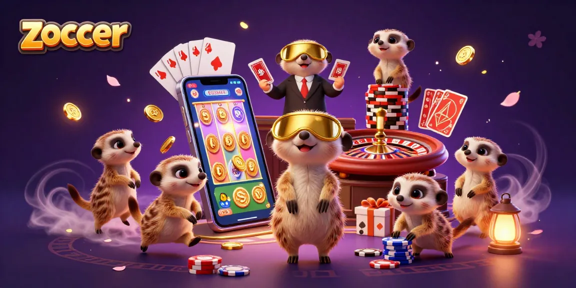 Zoccer meerkats engaging in lively casino operations with vibrant gaming elements.