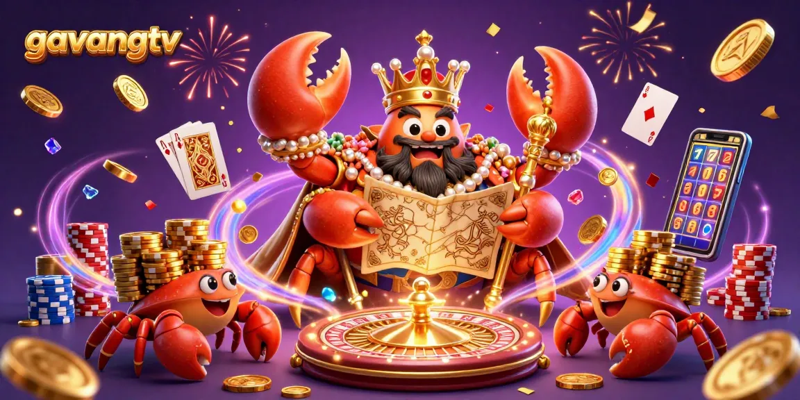 Experience thrilling gameplay with the regal golden crab emperor in gavangtv's vibrant casino scene.